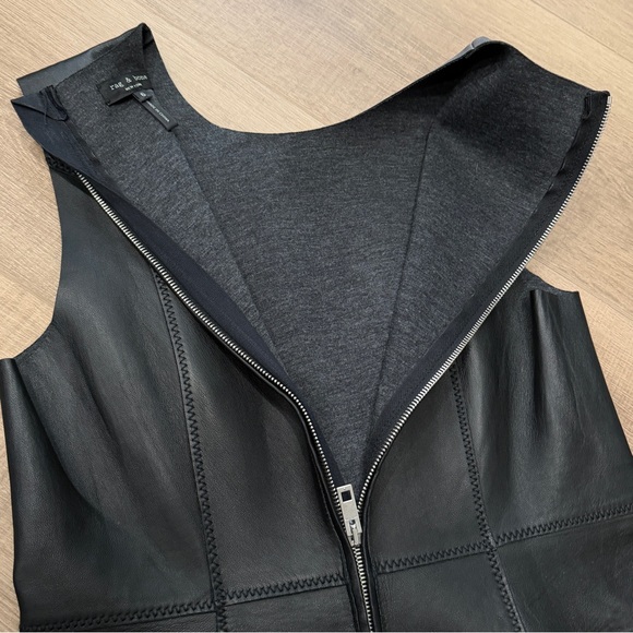 RAG & BONE  Loxley Black Lambs Leather Dress Sz 6 Sleeveless Zip $1590 Excellent - Picture 8 of 11
